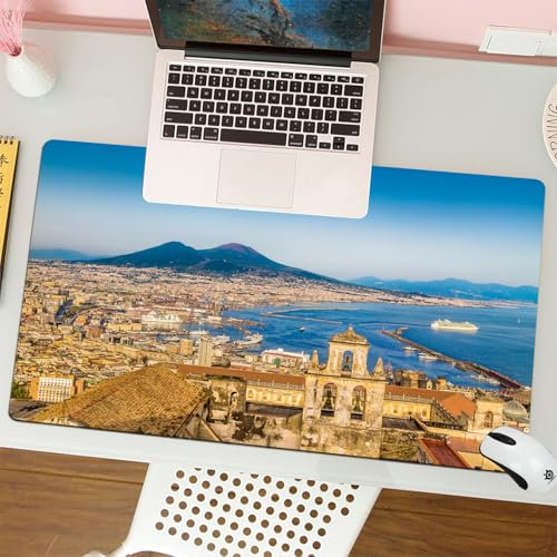 MESHIZIY Pad del mouse da gioco (800x400 mm),Città di Napoli con il Vesuvio al tramonto, Campania, Italia Italia,tampone del mouse lavabile, tavolo per laptop, con base di gomma non motorycycle.