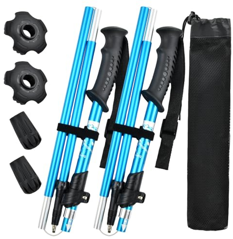 Wanderstöcke Faltbar, Wanderstöcke Teleskop Verstellbar 110-130 cm, Nordic Walking Stöcke Damen und Herren, 6013 Aluminum Leichte Trekkingstöcke für Wandern Bergsport Gehen Hiking Outdoor