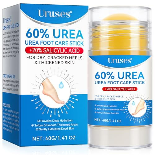 Uruses Urea Cream 60% plus Salicylic Acid 2% Urea Foot Care Stick, Foot Cream for Foot Callus Remover, Feet Moisturizer Stick for Dry Cracked Heels, Hands, Knees, Hydrating Heel Balm, Easy To Use