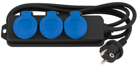 RASMACOR Außensteckdose IP54 – 3-Fach Schuko Steckdosenleiste – 250 V / 16 A – Max. 3680 W – 1,5 m Kabel – Spritzwassergeschützt – Robustes Gehäuse für Außenbereich, Garten & Terrasse