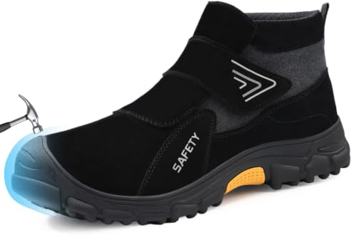 LAoutun Safety Boots Mens Slip on Welder Shoes Splash Proof Work Shoes