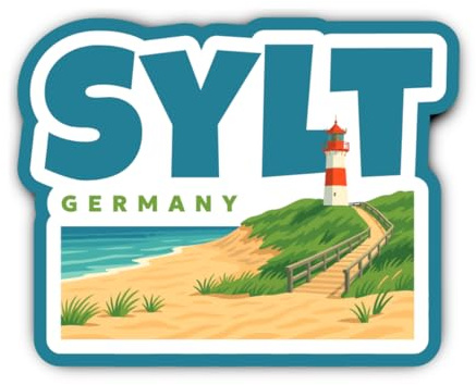 Aufkleber: 200 mm, 1 Stück - Sylt Germany Leuchtturm Strand Mega Vinyl Deko Auto Schaufenster