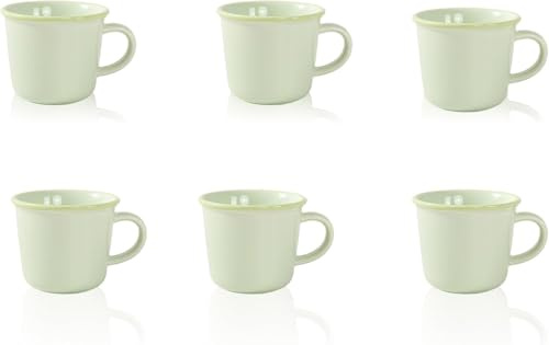LOAMCRAF 12 Ounce (360ml) Porcelain Coffee Mugs, Set of 6 Mugs for Coffee, Tea, Milk, Cocoa, Mint Green