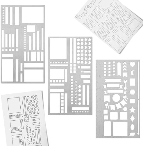 3-teiliges Planer-Set aus Metall, Planer-Schablonen, Checklisten in verschiedenen Größen, Lineal-Schablonen, rostfreie Metallschablonen für Journaling, Gewohnheitsverfolgung