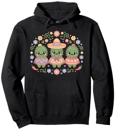 Lustige Kawaii Kaktus Familie Mexiko Fiesta Pullover Hoodie