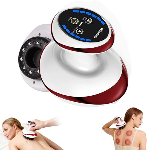 4 in 1 Elektrischer GuaSha Massager - 6 Stufen Anti Cellulite Gerät, Schröpfgerät Elektrisch mit Wärmefunktion, Kabelloses Design Vakuum Massagegerät, Schröpfmassagegerät für Bessere Durchblutung