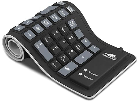Tastiera in silicone con cavo USB arrotolabile portatile clic silenzioso da 103 tasti per laptop PC e viaggio