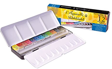 Sennelier Aquarelles boîte métallique 12 demi-godets