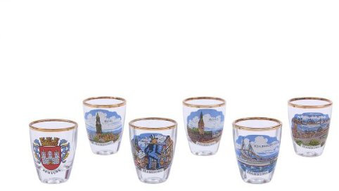 Stamperset Hamburg, 6er-Set Schnapsgläser ca. 2 cl, Hamburg Souvenir