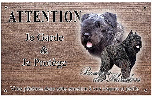 Panneau Attention au Chien personnalisée Chien Bouvier des Flandres - pré perforée et vis comprises. De 30 cm à 15 cm…