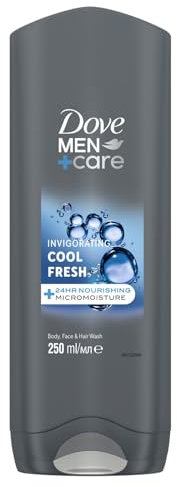 Dove Men+Care Cool Fresh, 3-in-1-Duschgel für Herren, feuchtigkeitsspendend für Körper, Gesicht und Haare, 250 ml