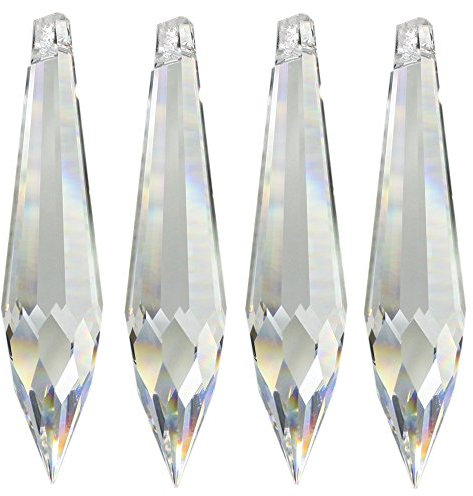 Kristall Birnel L. 76mm 4 Stück Kristall-Spitze Pendel Regenbogenkristall Fenster-deko Feng Shui 30% Bleikristall Sonnen-Fänger