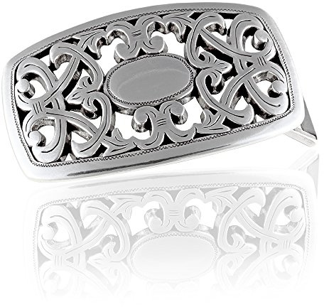 Gürtelschnalle Buckle 40mm Metall Silber Geschwärzt - Buckle Avignon - Dornschliesse Für Gürtel Mit 4cm Breite - Silberfarben Geschwärzt