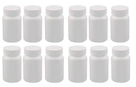 12 Kunststoff rund Pille Container bottles-Tablet Kapsel Aufbewahrung Halter Pille Spender Köder Halter Veranstalter (weiß)