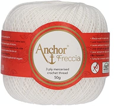 Anchor Freccia Stärke 8 4771008-07901 weiß Häkelgarn, 100 % Baumwolle