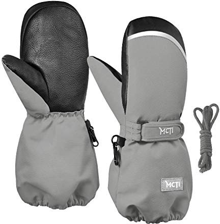MCTi Skihandschuhe Kinder Kinderhandschuhe Wasserdicht Fäustlinge Handschuhe 1-18 Jahre Jungen Mädchen Winterhandschuhe Grau XXS