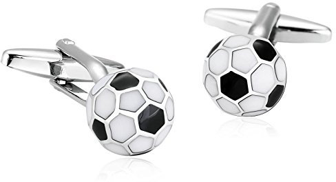 Beydodo Edelstahl Herren Hochzeit Manschettenknöpfe (Cufflinks) Fußball Manschettenknöpfe Hemd Business Schwarz Weiß