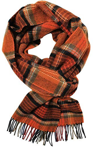 Herrenschal Woll Schal Winterschal Warm Karo modisch Wolle Made in Germany (Orange) R-716