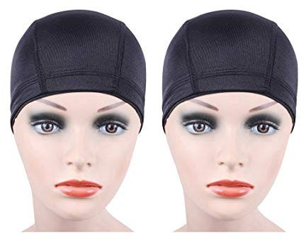 Schwarz Dome Cap Haarnetz für Perücken mit Breitem Gummiband Wig Cap for Making Wigs 2 Stück/Los (M)