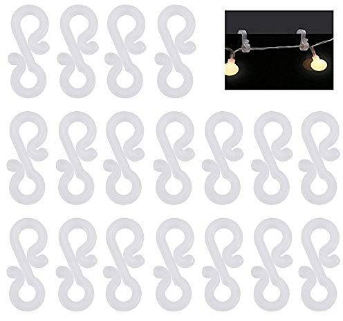 PERFETSELL 100 Stk Dachrinnenhaken Lichterketten Kunststoff Lichterkette Haken Halterung Dachrinne Lichterkettenhalterung S Clips Lichterkettenhalter für Weihnachtsbeleuchtung lichter Kette