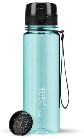 720°DGREE Trinkflasche ”uberBottle” – BPA-Frei, 6 Größen, über 40 Farben | Leichte Premium Tritan Sportflasche mit Sieb - Wasserflasche für Sport, Kinder, Schule, Fahrrad, Büro, Uni, Outdoor, Alltag