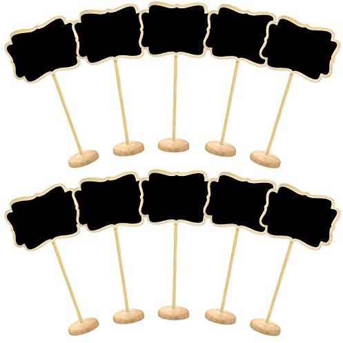Mini Tafel 10 Stück Klein Holz Kreidetafel mit Ständer Tischkarten Platzkarte Namensschild Preisschilder für Hochzeit, Geburtstag usw.