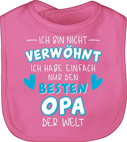 Shirtracer Baby Lätzchen - Sprüche - Ich bin nicht verwöhnt - Ich habe einfach nur den besten Opa der Welt - Weiß/Blau - Unisize - Pink - lustige babysachen spruch beste laetzchen