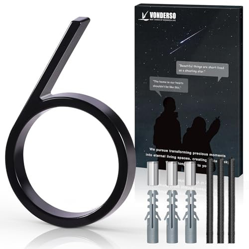 VONDERSO Numero civico, 5 pollici nero numero (5 in nero #6)