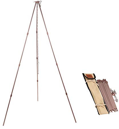 CAMPINGMOON Camping Campfire Tripod with Carrying Bag Portable Lightweight Aluminum 41.3-inch Height Stainless Steel Chain