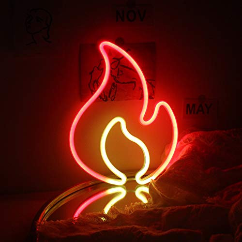 Ineonlife Flamme Leuchtreklame für Wand Rot Gelb Neonlicht LED Flamme Aufleuchten Feuer Neon Schild für Schlafzimmer Bar Restaurant Zuhause Deko