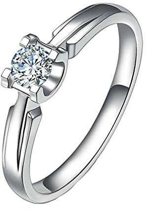 KnSam Damen Ring, Ehering 750 18K Eheringe Trauringe Klassische Einfachheit Eleganz 950 Platin Hochzeitringe Für Damen Mit Diamant Silber Gr. 53 (16.9)