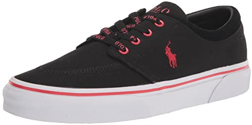 Polo Ralph Lauren Faxon X Low-Top Canvas Sneaker, Schwarz/Rl2000 Rot, 40 EU