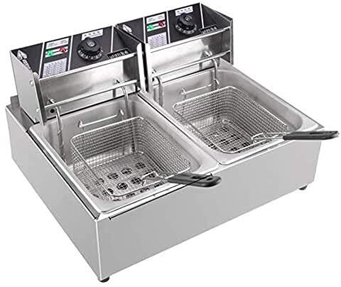 Freidora Comercial, Frítas eléctricas de Acero Inoxidable Fry Fryer Fryer Fryer de Servicio Pesado con Cesta de fritura de Acero Inoxidable, función de Control de Temperatura Ajustable