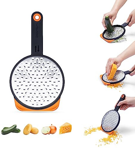 Dreamfarm Ograte Two-Sided Coarse Food & Vegetable Speed-Grater with Non-Slip Bowl Hook & Foot - 6mm Coarse Grater, Orange
