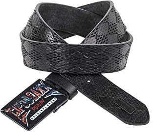Cipo & Baxx Herren Ledergürtel Belt Bunt Schließe Rechteckig Markenbadge Rockig Gürtel CG204 Schwarz Gr.110