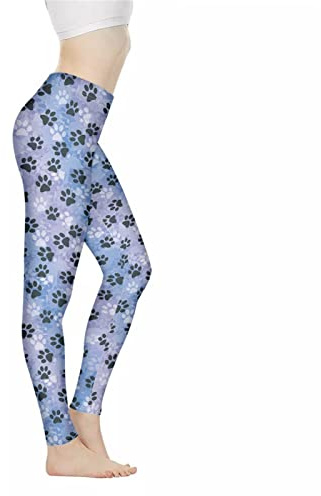 Biyejit Paw Print Yoga Pants for Women High Waisted Workout Exercise Pants