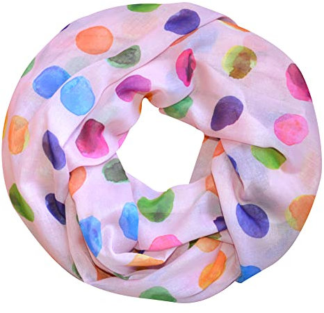 thb Richter Loopschal Rundschal mit Punkte Muster Schlauchschal Schals Halstuch Loop Bunt Mehrfarbig Uni (Seidig - Rosa)