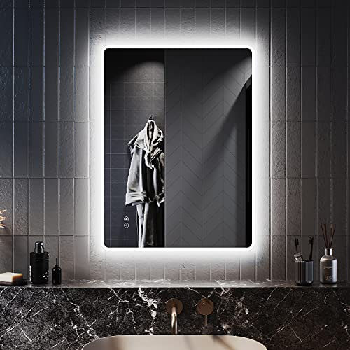 ELEGANT 800x600mm Bluetooth Bathroom Mirror with Shaver Socket, Backlit LED Illuminated Wall Mounted Vanity Mirror with Anti-Fog, 3 Colors Temperature, Memory Dimmable Touch Switch