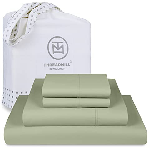Threadmill Luxuriöse Supima-Baumwoll-Bettlaken, luxuriöse Fadenzahl 1000, weiche Bettlaken aus 100% Baumwolle für Bett in voller Größe, 5-Sterne-Hotelqualität, Tiefe Tasche