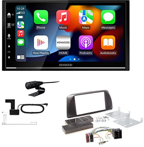 Kenwood DMX7722DABS 2-DIN Autoradio kompatibel mit WiFi Apple CarPlay Android Auto Bluetooth DAB+ USB passend für Alfa Romeo Giulietta 2010-2014 schwarz