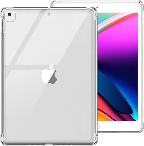(DV) Silicone Gel Bumper Case for Apple iPad 10.2 2019/2020/2021 (7th/8th/9th) Generations - Slim Back Shell Soft Transparent Cover