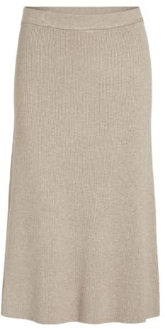 VILA VICOMFY A-Line Knit Skirt-Noos Falda Midi, Natural Melange, XL para Mujer
