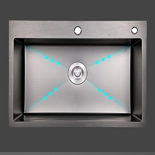 Fregadero de Cascada para Cocina, Fregadero Integrado de Acero Inoxidable 304 con Grifo extraíble, Lavabo para Verduras y Fregadero para lavavajillas (550x450mm)