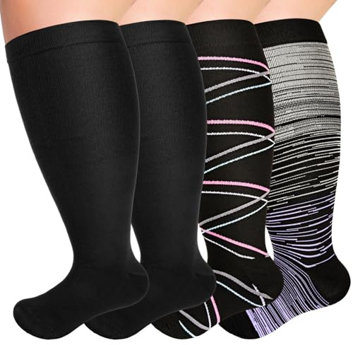 NEWIROVE Kompressionsstrümpfe Damen Dicke Waden Damen Flug XXl Minasamed Kompressionsstrümpfe Herren Damen Übergröße Stützstrümpfe für Fitness,Reise, Arbeit