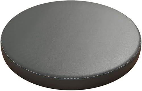 Haklein Sitzkissen aus PU-Leder, rund, Memory-Schaum, rutschfest, weich, Fenstermatte, Tatami-Matte, Hocker, Sitzpolster für Wohnzimmer, Terrasse, Garten (Durchmesser 30 cm, Dunkelgrau)