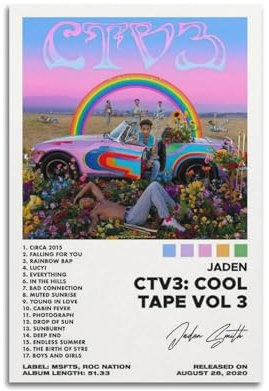 Zamm Jaden Smith CTV3 Cool Tape Vol 3 Album-Poster, Wandkunst, Leinwandgemälde, Wohnzimmer, Schlafzimmer, Heimdekoration, Büro, Wandposter, Fitnessstudio, Kunstmalerei, 30 x 45 cm