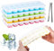 4 Pcs Ice Cube Tray with Lid, Silicone Trays with 14 Compartments, Reusable Moulds for Freezer, No-Spill Removable Cover, Easy-Release, BPA Free