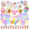Eiscreme Geburtstagsdeko Mädchen Donut Kindergeburtstag Deko, Süßigkeiten Balloon Geburtstag Deko Happy Birthday Banner Luftballons Girlande Tortendeko Folienballon für Kinder Party Supplies Deko