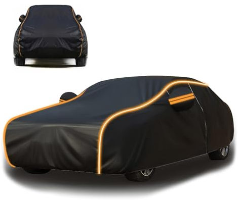Auto Abdeckplane Wasserdicht für Kia Sportage 2021-2022, Sommer Vollgarage Autoplane Auto Abdeckplane Outdoor Abdeckung für Regen Sonne Staub(Black Yellow)