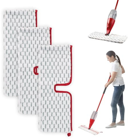 3 Piezas Recambio Fregona para Vileda, Microfibras Reutilizables para Vileda Recambio Turbo Fregona Compatible con Vileda 1-2 Spray Max Para Uso En Seco y Húmedo, Todo Tipo De Suelos